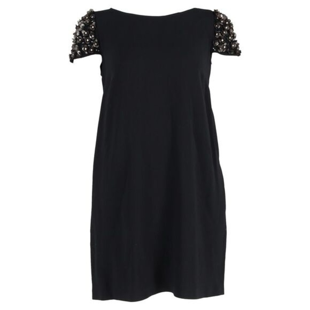 RED VALENTINO Embellished Sleeve Mini Dress in Black Acetate VGUC